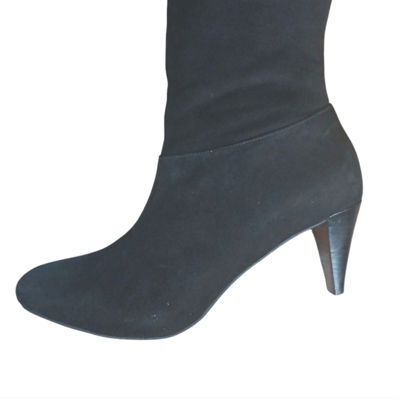 R.S.V.P. Black Suede Knee High Boots Women's Tall Pointed Toe Heeled Boots sz 8 - Picture 7 of 13